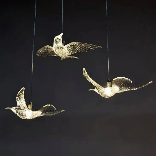 Acrylic Bird LED Pendant Lamp Pigeon Staircase Chandelier Hall Ceiling Hanging Lights Indoor Stair Artistic Decoration