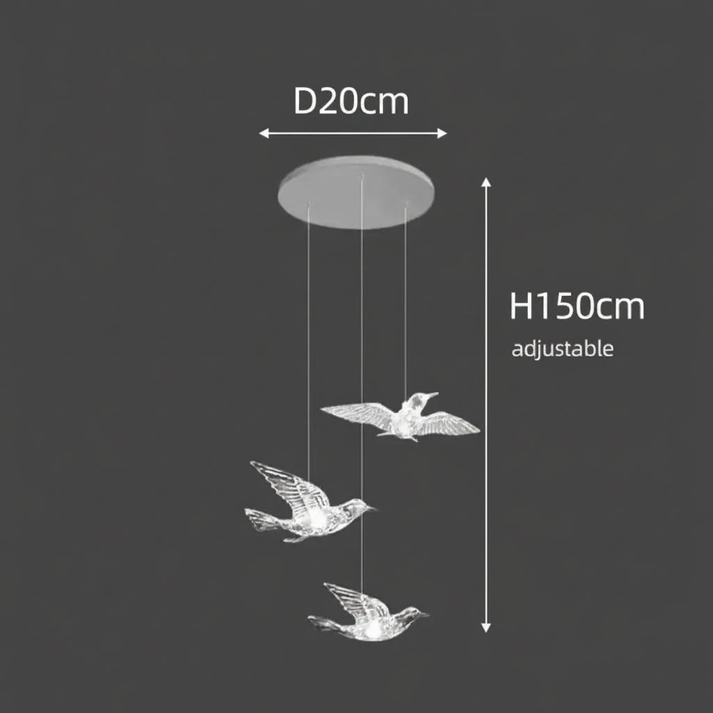 Acrylic Bird LED Pendant Lamp Pigeon Staircase Chandelier Hall Ceiling Hanging Lights Indoor Stair Artistic Decoration