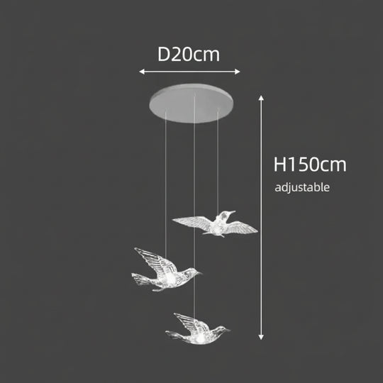 Acrylic Bird LED Pendant Lamp Pigeon Staircase Chandelier Hall Ceiling Hanging Lights Indoor Stair Artistic Decoration