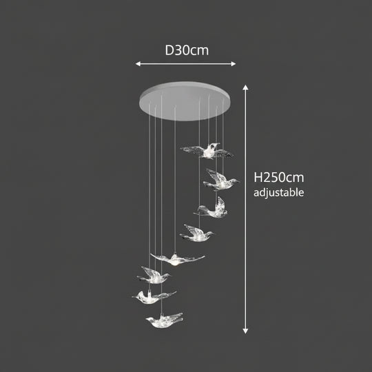 Acrylic Bird LED Pendant Lamp Pigeon Staircase Chandelier Hall Ceiling Hanging Lights Indoor Stair Artistic Decoration