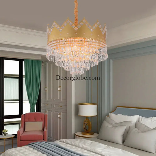 Elegant French Pastoral Golden Crystal Chandelier - Perfect for Living Rooms, Dining Rooms, Bedrooms, and Entrances - DecorGlobe