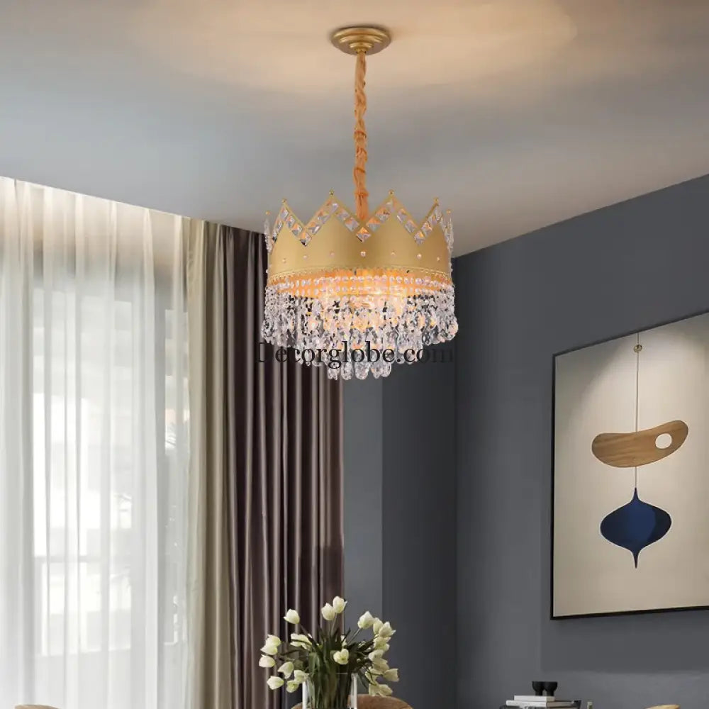 Elegant French Pastoral Golden Crystal Chandelier - Perfect for Living Rooms, Dining Rooms, Bedrooms, and Entrances - DecorGlobe