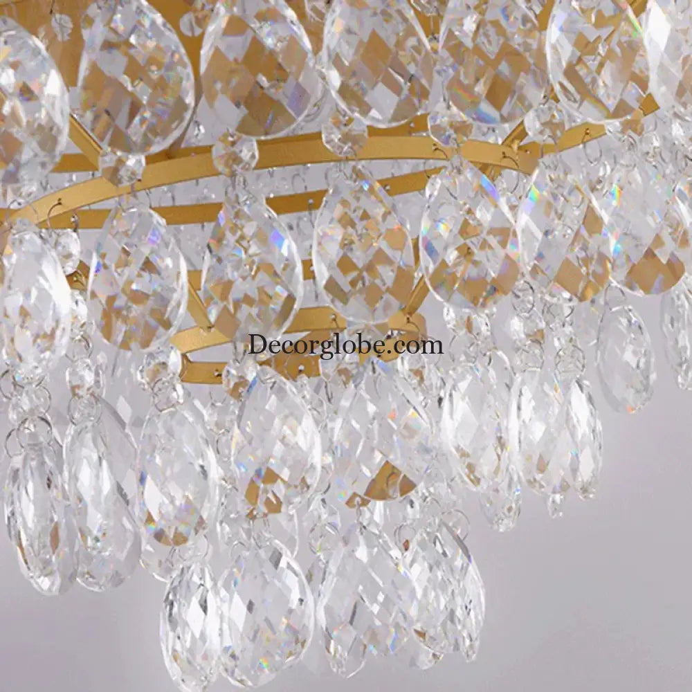Elegant French Pastoral Golden Crystal Chandelier - Perfect for Living Rooms, Dining Rooms, Bedrooms, and Entrances - DecorGlobe