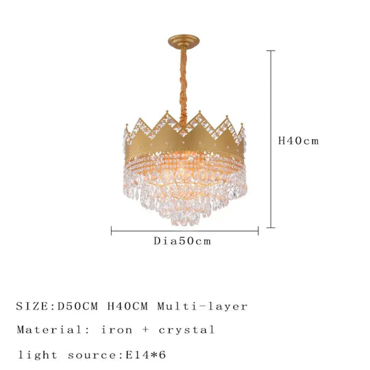 Elegant French Pastoral Golden Crystal Chandelier - Perfect for Living Rooms, Dining Rooms, Bedrooms, and Entrances - DecorGlobe