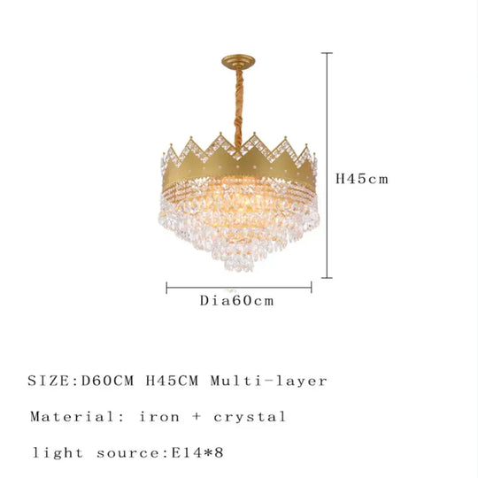 Elegant French Pastoral Golden Crystal Chandelier - Perfect for Living Rooms, Dining Rooms, Bedrooms, and Entrances - DecorGlobe