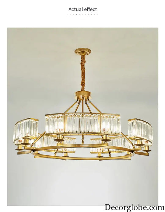 Zoe's K9 Crystal Modern Glass Chandelier - Copper Luxury Hanging Lamp - DecorGlobe