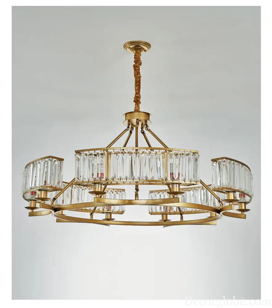 Zoe's K9 Crystal Modern Glass Chandelier - Copper Luxury Hanging Lamp - DecorGlobe