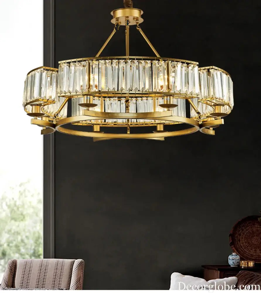 Zoe's K9 Crystal Modern Glass Chandelier - Copper Luxury Hanging Lamp - DecorGlobe