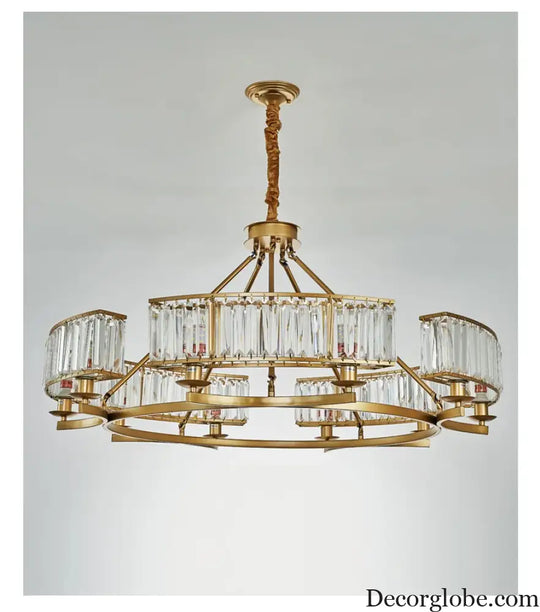 Zoe's K9 Crystal Modern Glass Chandelier - Copper Luxury Hanging Lamp - DecorGlobe