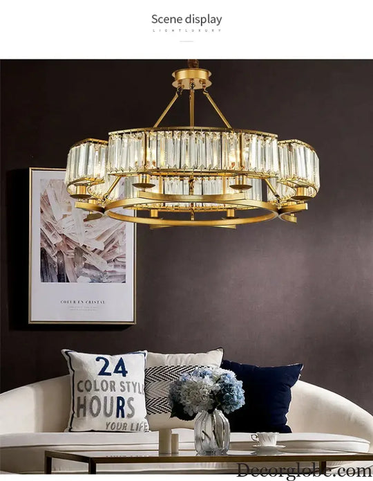 Zoe's K9 Crystal Modern Glass Chandelier - Copper Luxury Hanging Lamp - DecorGlobe
