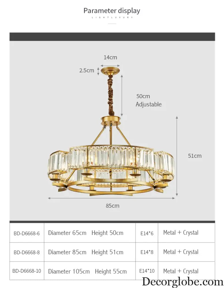 Zoe's K9 Crystal Modern Glass Chandelier - Copper Luxury Hanging Lamp - DecorGlobe