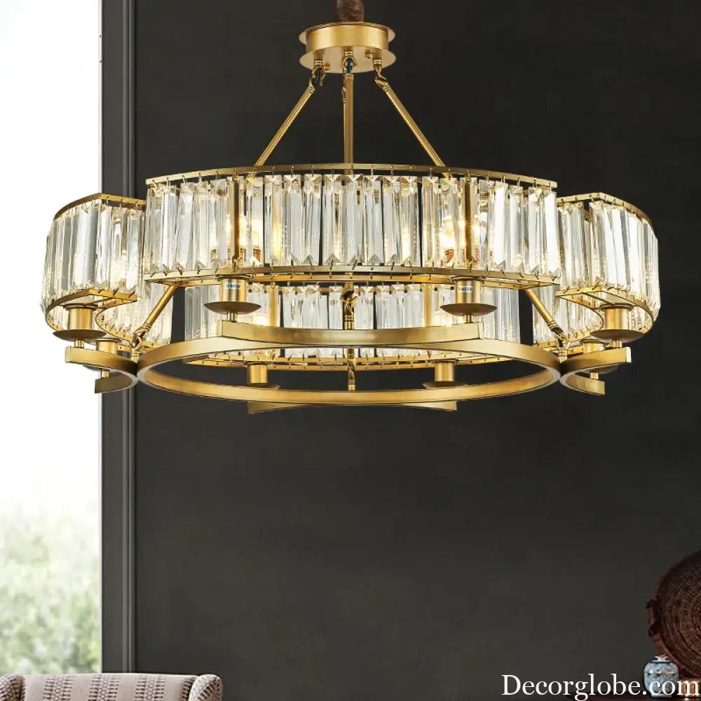 Zoe's K9 Crystal Modern Glass Chandelier - Copper Luxury Hanging Lamp - DecorGlobe