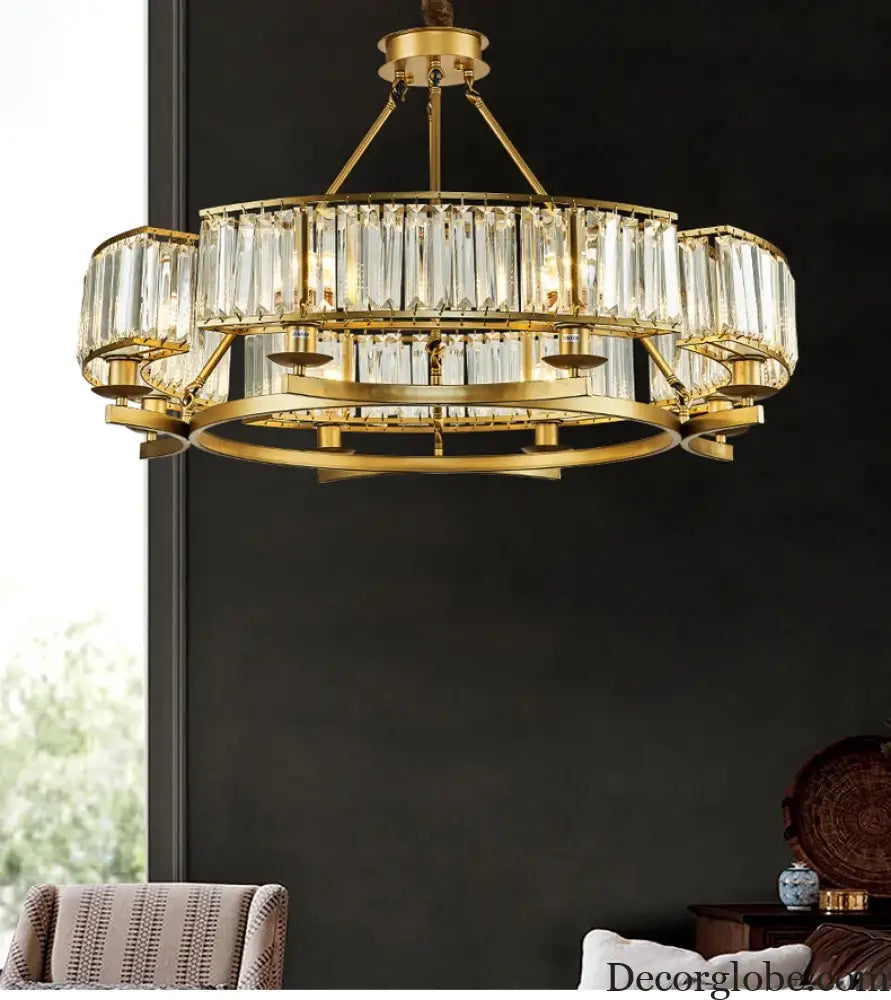 Zoe's K9 Crystal Modern Glass Chandelier - Copper Luxury Hanging Lamp - DecorGlobe