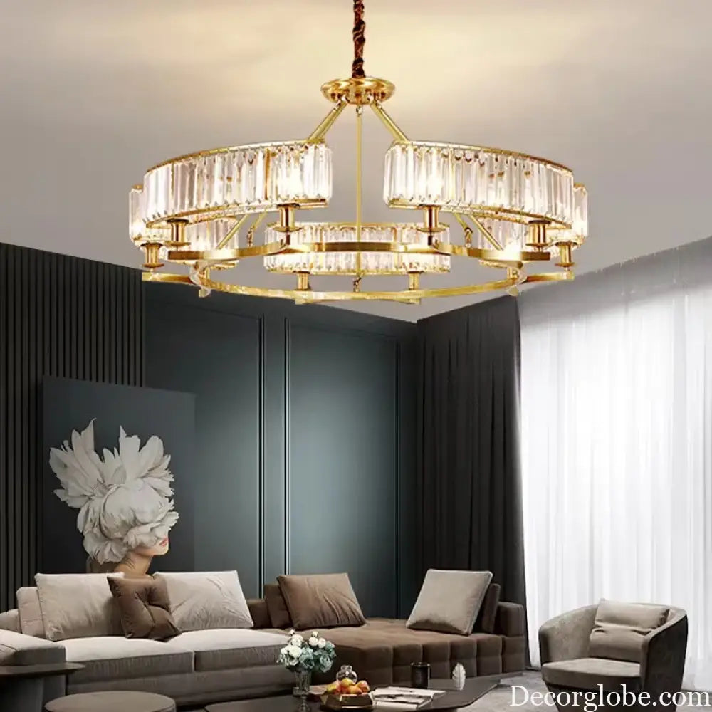 Zoe's K9 Crystal Modern Glass Chandelier - Copper Luxury Hanging Lamp - DecorGlobe