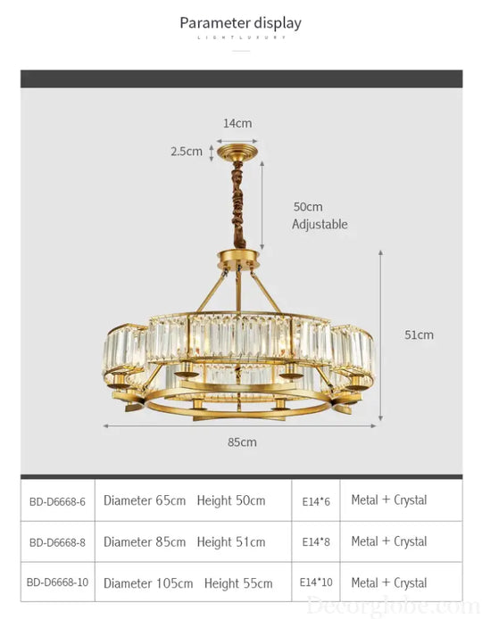 Zoe's K9 Crystal Modern Glass Chandelier - Copper Luxury Hanging Lamp - DecorGlobe