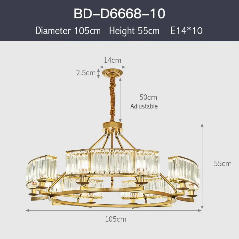 Zoe's K9 Crystal Modern Glass Chandelier - Copper Luxury Hanging Lamp - DecorGlobe