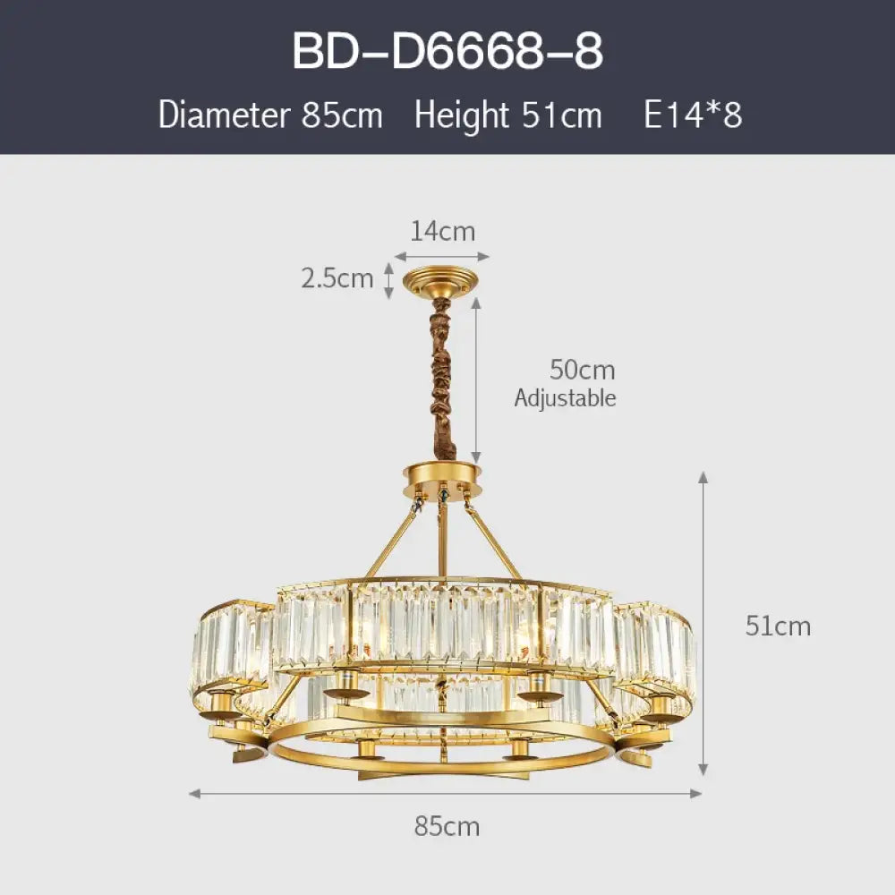 Zoe's K9 Crystal Modern Glass Chandelier - Copper Luxury Hanging Lamp - DecorGlobe