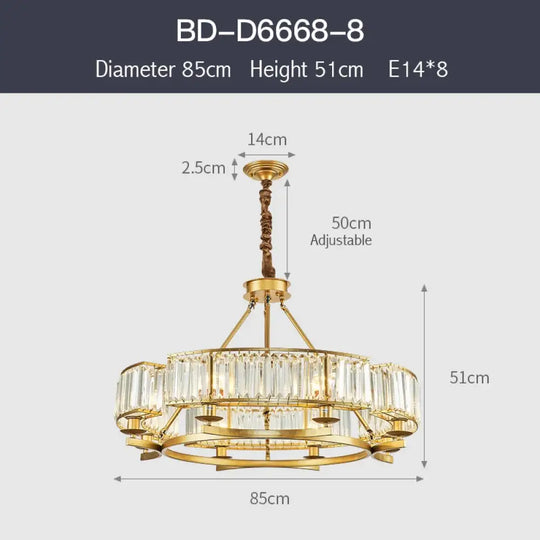 Zoe's K9 Crystal Modern Glass Chandelier - Copper Luxury Hanging Lamp - DecorGlobe