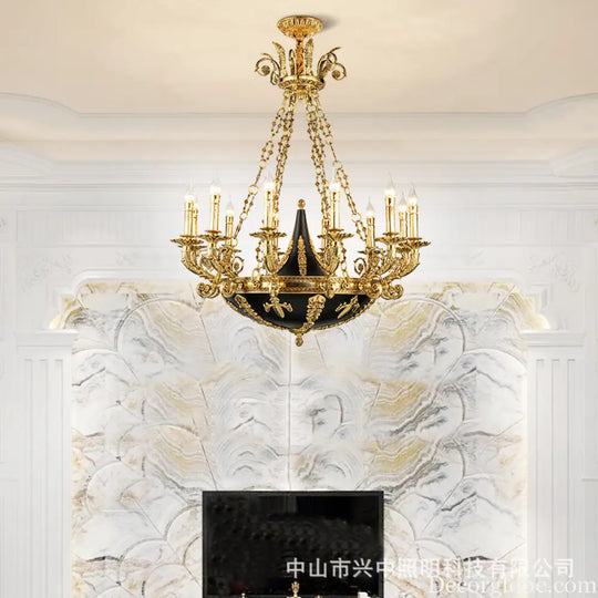 French Retro Crystal Copper Branch Chandelier