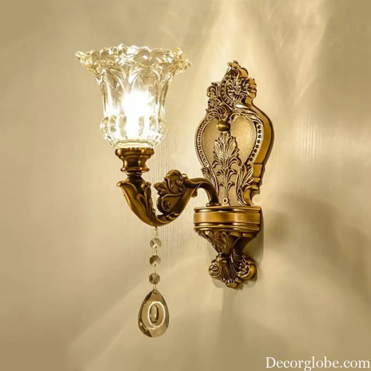 European Retro Crystal Walls Light Living Room Bedroom Bedside Lamp Modern Corridor Aisle Mirror Front Wall Sconce