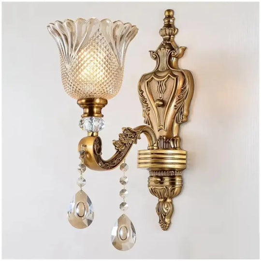 European Retro Crystal Walls Light Living Room Bedroom Bedside Lamp Modern Corridor Aisle Mirror Front Wall Sconce
