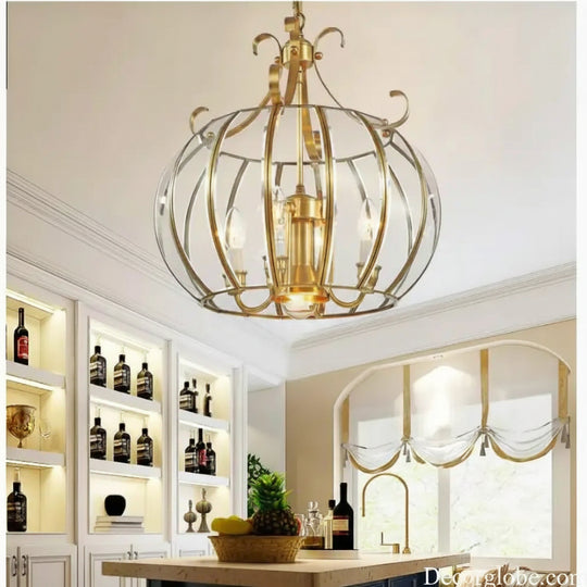 Modern 4L D430mm H490mm 40W Brass Pendant Lamp 4Lights Vintage 100% Copper Glass AC110V/220V Glass Shade Pendant Light