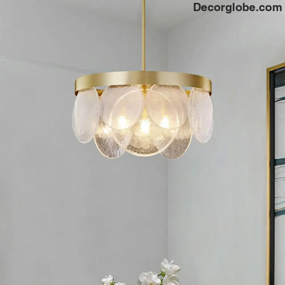 Khloe Postmodern Chandelier - Brass & Seeded Glass Delight - DecorGlobe