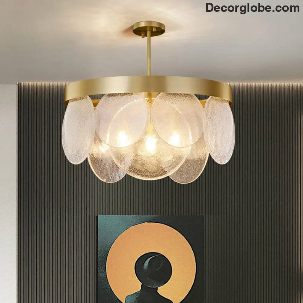 Khloe Postmodern Chandelier - Brass & Seeded Glass Delight - DecorGlobe