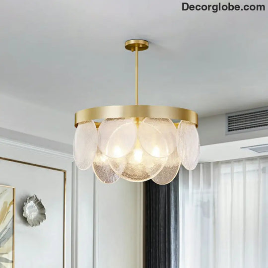 Khloe Postmodern Chandelier - Brass & Seeded Glass Delight - DecorGlobe