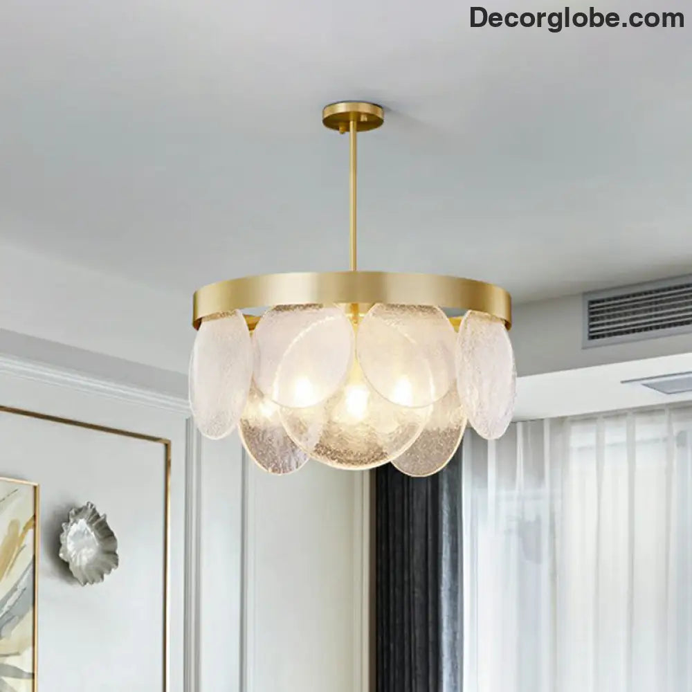 Khloe Postmodern Chandelier - Brass & Seeded Glass Delight - DecorGlobe