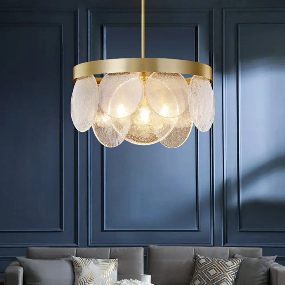 Khloe Postmodern Chandelier - Brass & Seeded Glass Delight - DecorGlobe