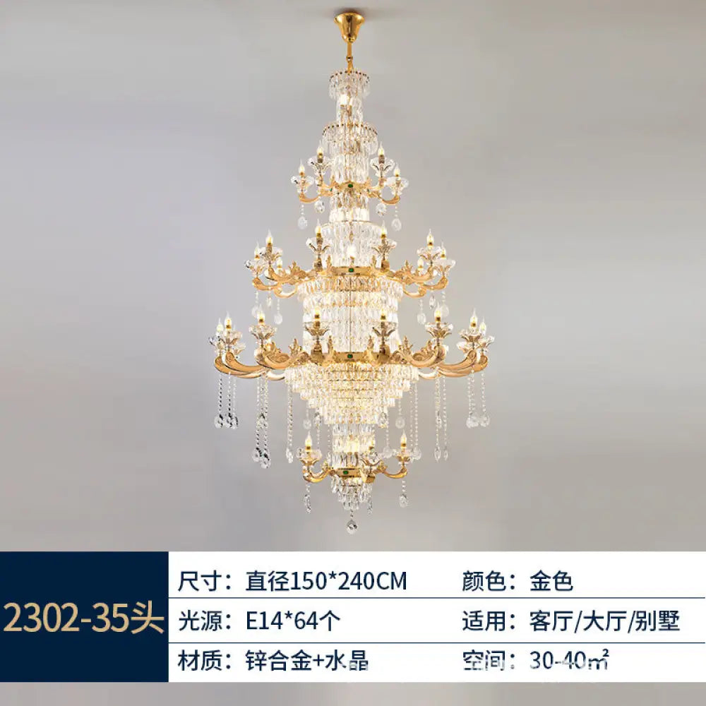 Kinsley European Luxury Crystal Branch Chandelier Collection 5 + 15 + 10 + 5 head chandelier (diameter 150cm, height