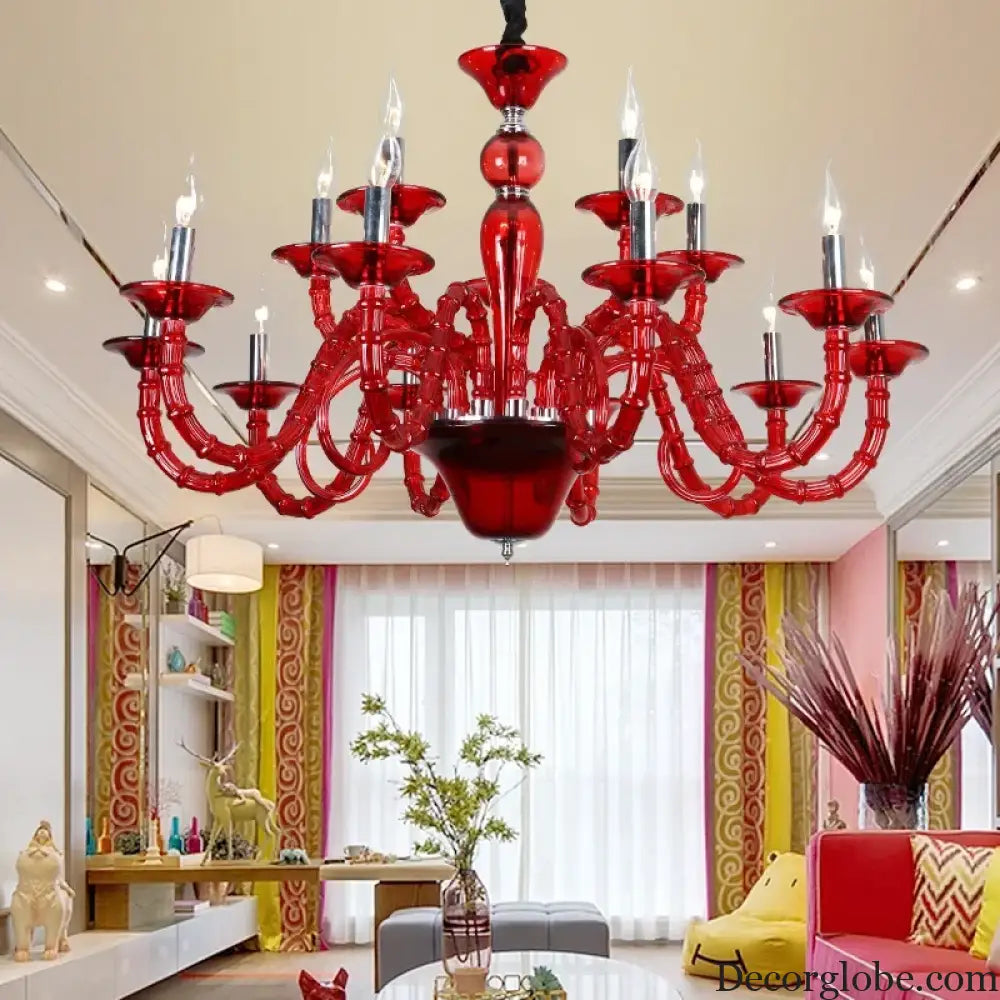 European Style Red Crystal Light for Wedding Celebration Bedroom LED Light KTV Private Room Corridor Corridor Corridor