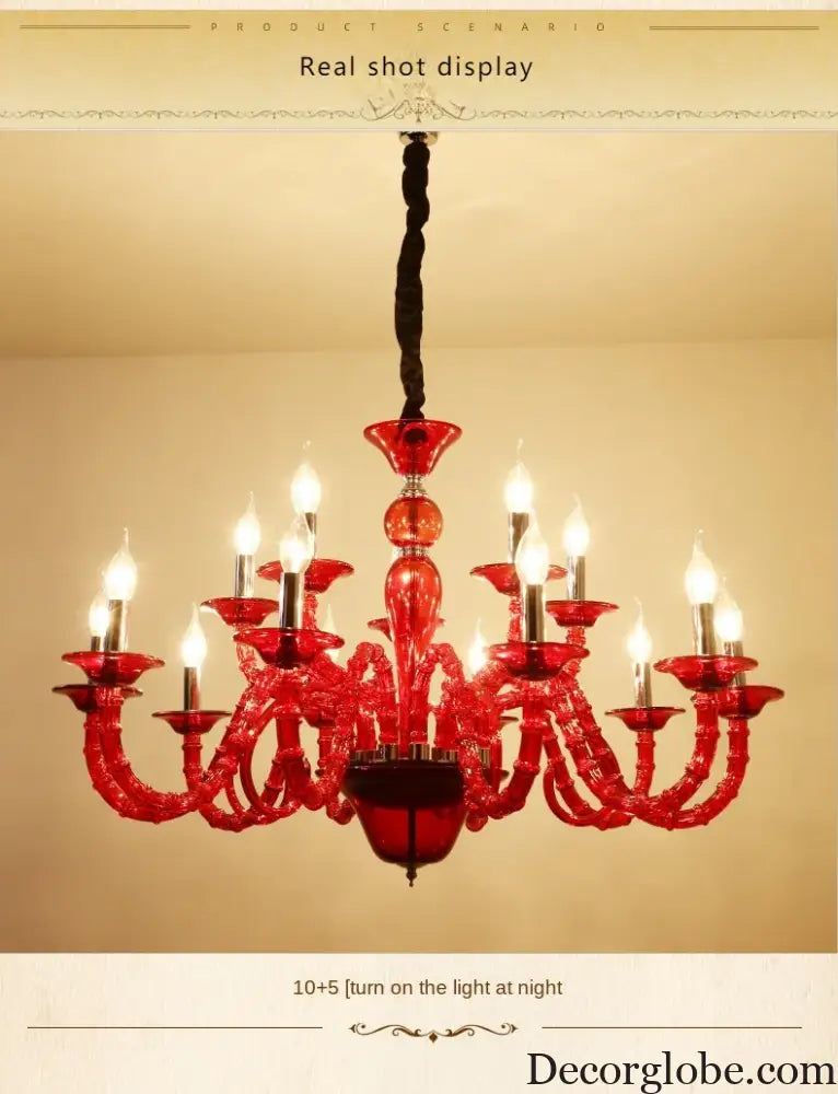 European Style Red Crystal Light for Wedding Celebration Bedroom LED Light KTV Private Room Corridor Corridor Corridor