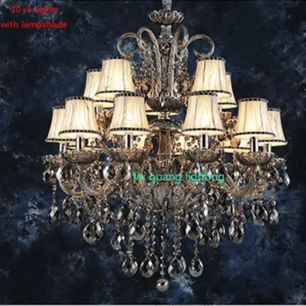 Large Crystal Chandelier for Duplex Hall and Villa Lighting 15 lights With shade / Changeable Chandelier