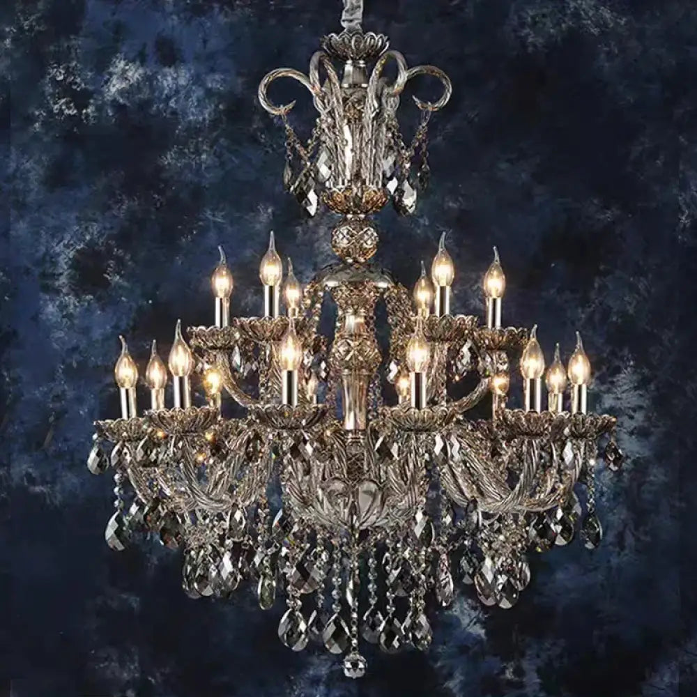 Large Crystal Chandelier for Duplex Hall and Villa Lighting 18 lights No shade / Changeable Chandelier