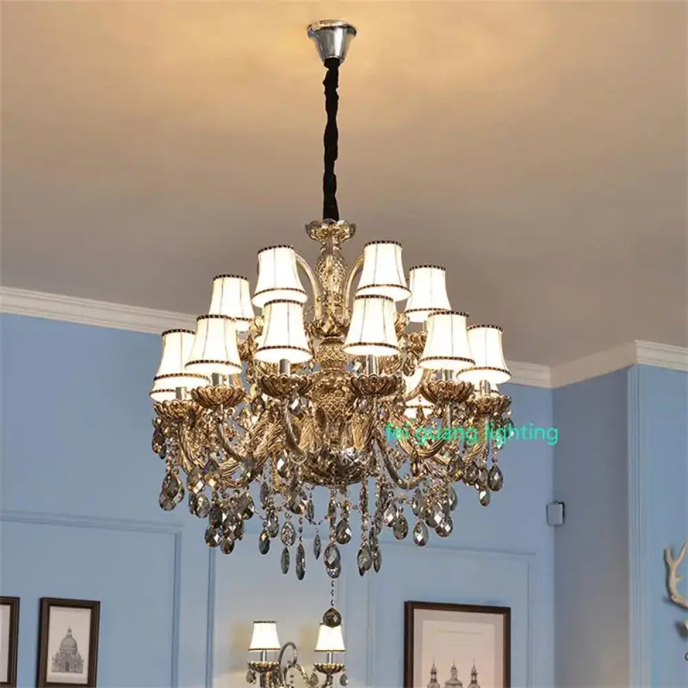 Large Crystal Chandelier for Duplex Hall and Villa Lighting 18 lights With shade / Changeable Chandelier