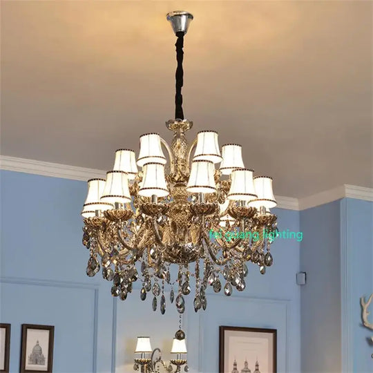 Large Crystal Chandelier for Duplex Hall and Villa Lighting 18 lights With shade / Changeable Chandelier