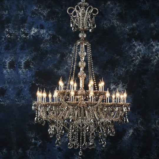 Large Crystal Chandelier for Duplex Hall and Villa Lighting 24 lights No shade / Changeable Chandelier