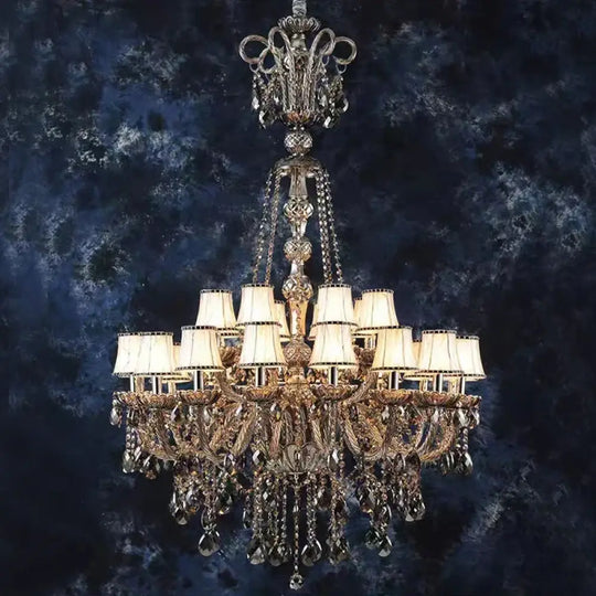 Large Crystal Chandelier for Duplex Hall and Villa Lighting 24 lights With shade / Changeable Chandelier