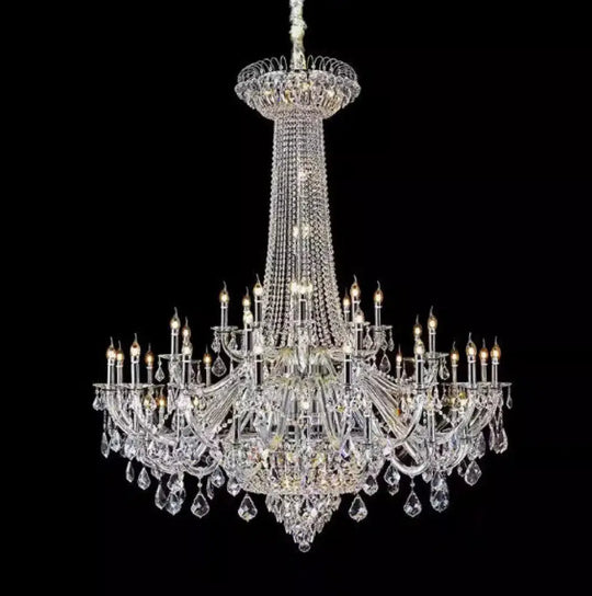 European-Style Living Room Crystal Chandelier Duplex Floor-To-Ceiling Light Fixture Luxurious and Grand Chandelier for
