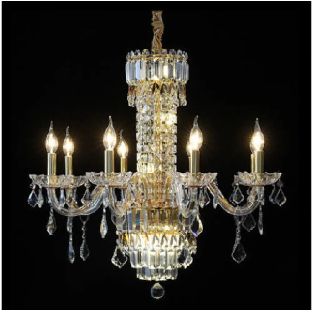 European-Style Living Room Crystal Chandelier Duplex Floor-To-Ceiling Light Fixture Luxurious and Grand Chandelier for