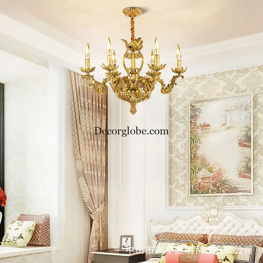 Layla - European-Style Pure Copper Branch Chandelier 6-head chandelier (diameter 60cm, height 55cm) Chandelier