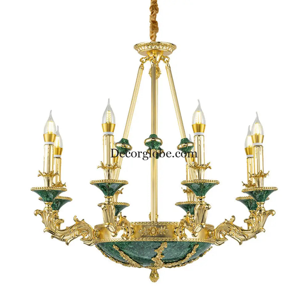 Leah French Retro Copper Crystal Villa Chandelier Chandelier