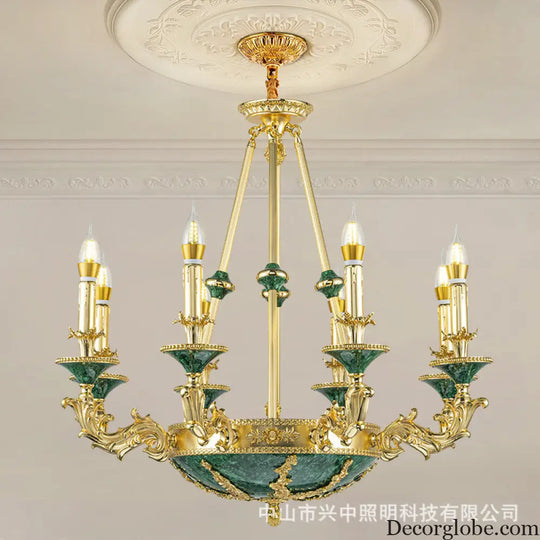 Leah French Retro Copper Crystal Villa Chandelier Chandelier