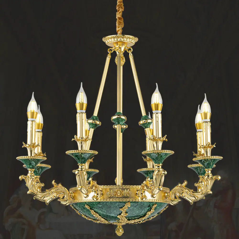 Leah French Retro Copper Crystal Villa Chandelier Chandelier