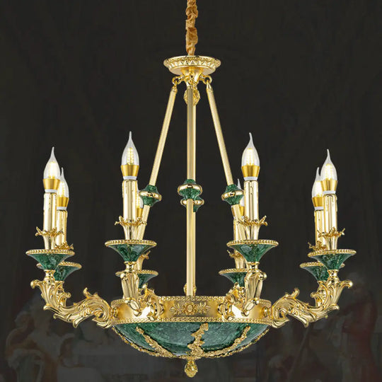 Leah French Retro Copper Crystal Villa Chandelier Chandelier