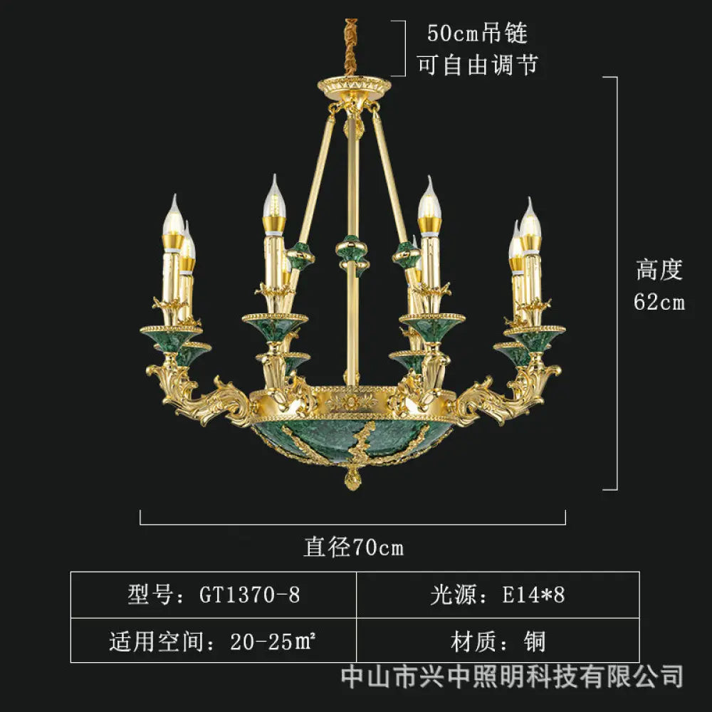 Leah French Retro Copper Crystal Villa Chandelier 8-head chandelier (diameter 70cm, height 62cm) Chandelier