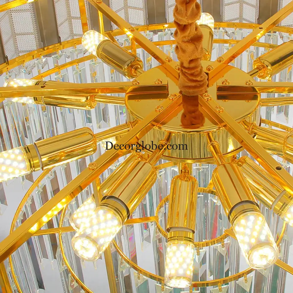 LED Stainless Steel Golden Post-Modern Chandelier - Light Luxury Crystal Elegance for Living Rooms, Bedrooms, and Dining Spaces - DecorGlobe