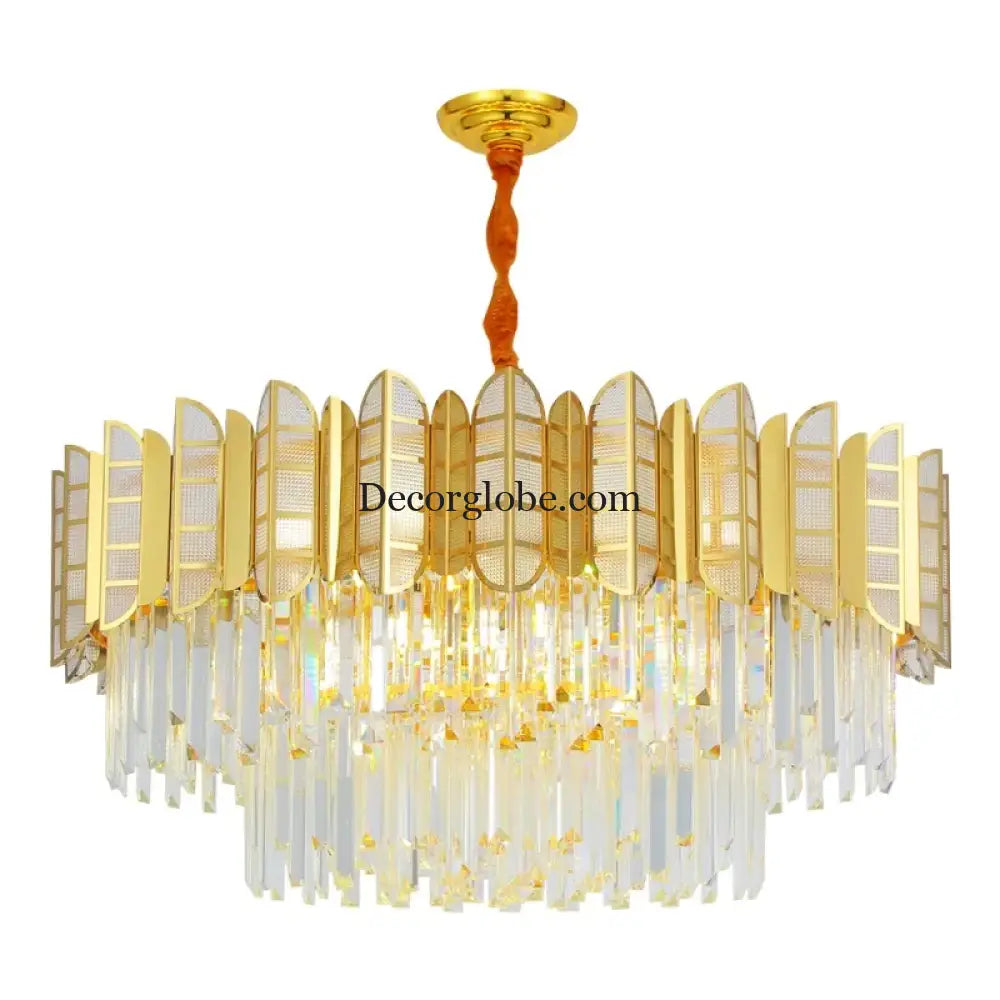 LED Stainless Steel Golden Post-Modern Chandelier - Light Luxury Crystal Elegance for Living Rooms, Bedrooms, and Dining Spaces - DecorGlobe